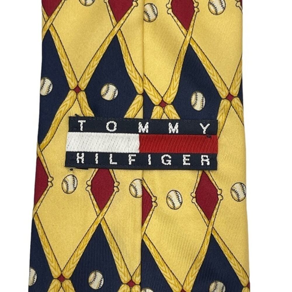 Tommy Hilfiger Vintage Baseball Neck Tie Italian Silk 4” - Picture 2 of 5